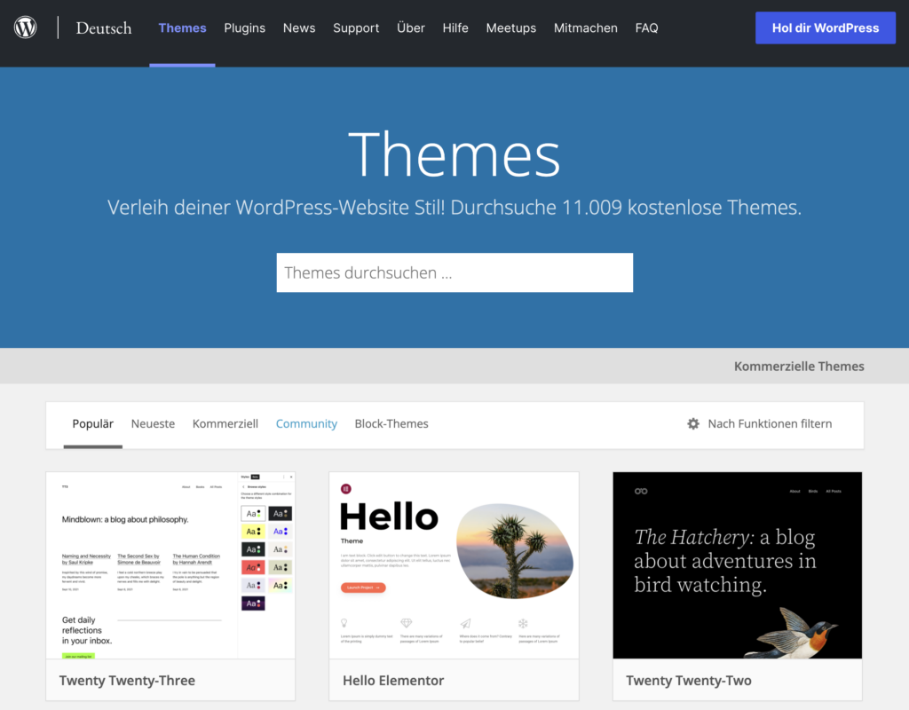 Das WordPress Theme Repository